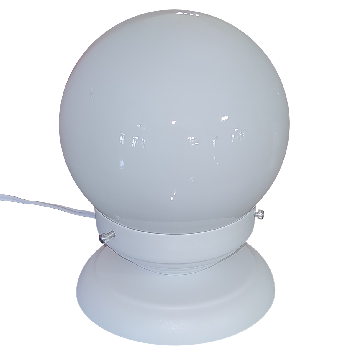 Abajur Bola de Cristal Branco Com Esfera 10x15 Leitosa                                            