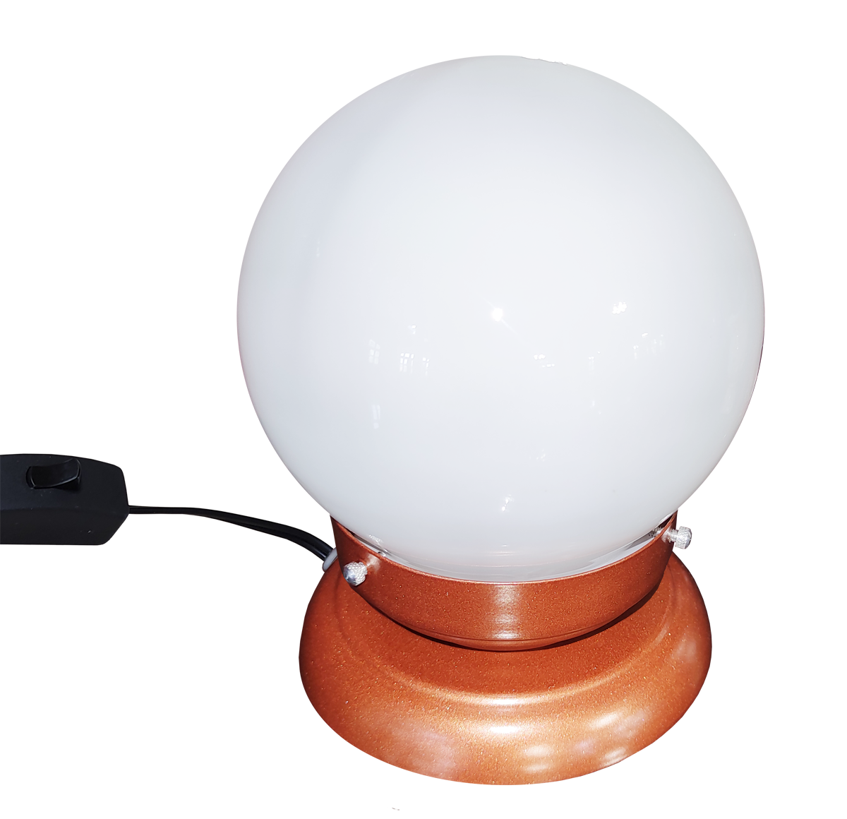 Abajur Bola de Cristal Cobre Com Esfera 10x15 Leitosa                                               