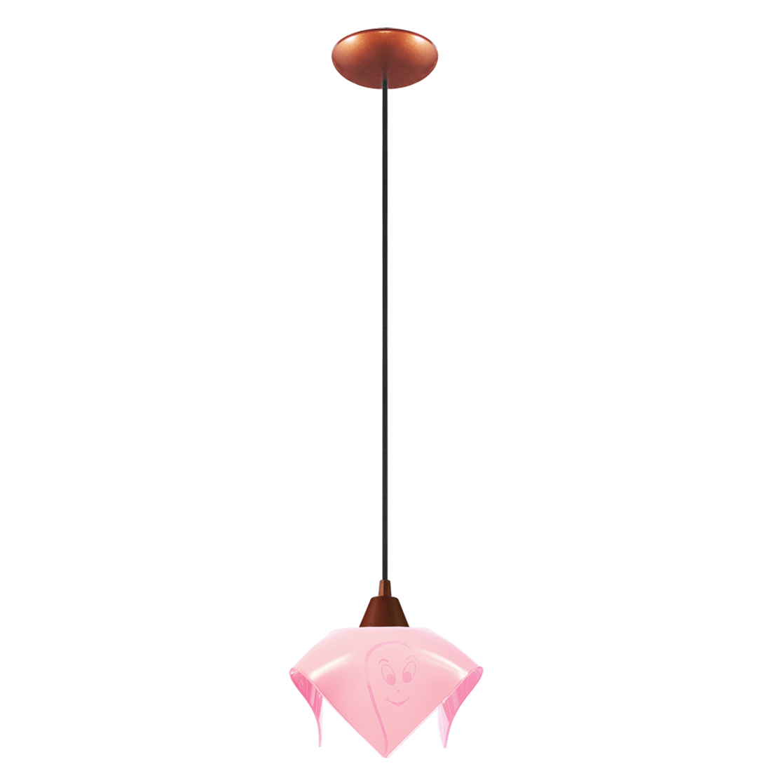 Pendente Art Pop Cobre Com 1 Tulipa Papoula Fantasminha Grande Rosa
