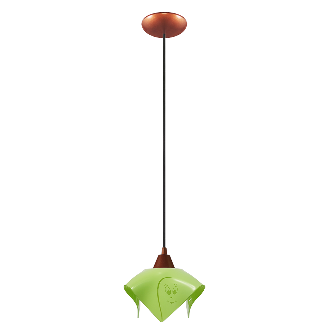 Pendente Art Pop Cobre Com 1 Tulipa Papoula Fantasminha Grande Verde