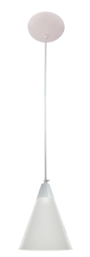 Pendente Luxor Aluminio Branco Com 1 Tulipa Cone LV190 Fosca