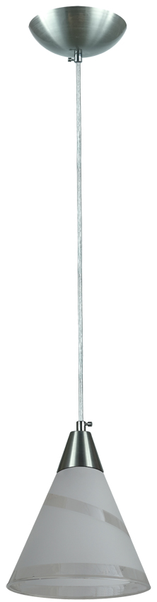 Pendente Luxor Aluminio Escovado Com 1 Tulipa Cone LV190 Fosca Filetada Diagonal