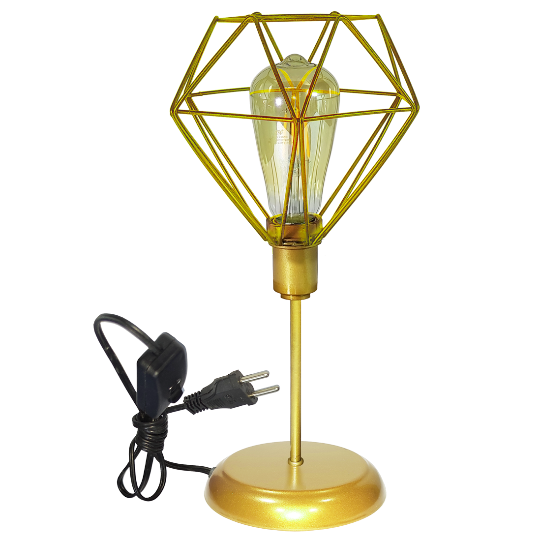 Abajur Classico Aramado Diamante Dourado                                                            